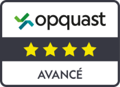 Badge de certification Opquast quatre étoiles avancé